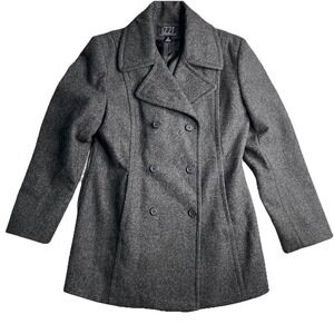 Izzi Collections Pea Coat 100% Wool Women's Small Double Breasted Gray